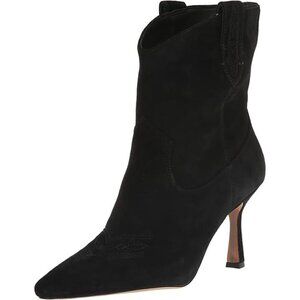 Sam Edelman Black Suede Stiletto Heel Ankle Boots With Side Zipper Womens Size 1